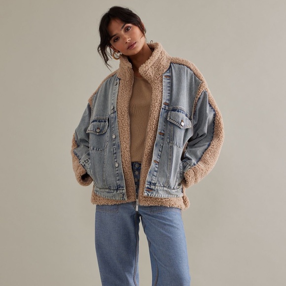 BLANKNYC FUZZY WUZZY SHERPA DENIM JACKET for ANTHROPOLOGIE - Picture 3 of 7